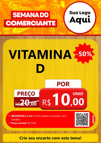 Modelo de Cartaz para Cartaz A4 Vertical com o tema Semana do Comerciante para Farmácia