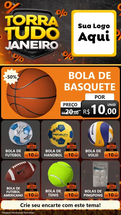 Modelo de Rede Social para Stories com o tema Torra Tudo Janeiro para Artigos Esportivos