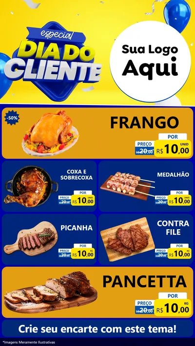 Modelo de TV para TV Vertical com o tema Especial Dia do Cliente para Assados