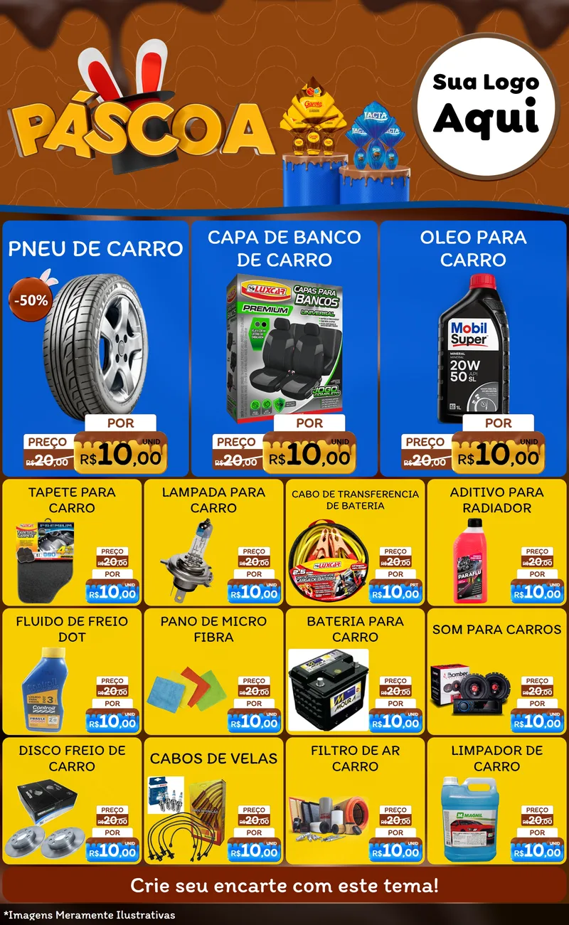 Modelo de Encarte para Encarte Grande com o tema Páscoa para Auto peças