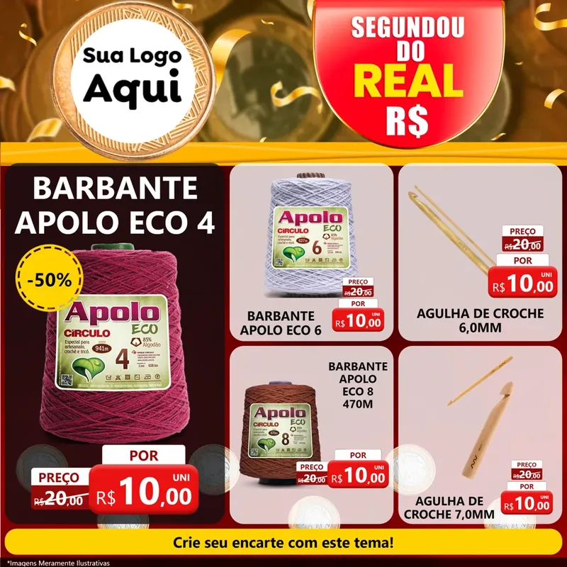 Modelo de Rede Social para Feed Facebook com o tema Segundou do Real para Armarinho e Aviamentos
