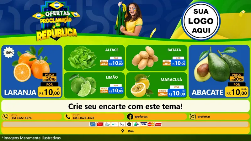 Modelo de TV para TV Horizontal com o tema Ofertas Proclamação da República para Hortifrúti