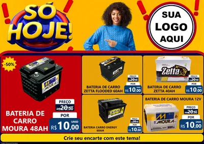 Modelo de Encarte para Encarte A4 Horizontal com o tema Só Hoje! para Baterias Elétricas