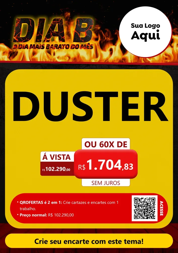 Modelo de Cartaz para Cartaz A4 Vertical com o tema Dia B para Concessionaria de Carros