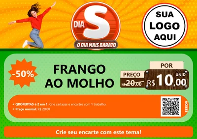 Modelo de Cartaz para Cartaz A4 Horizontal com o tema Dia S - O Dia Mais Barato para Restaurante