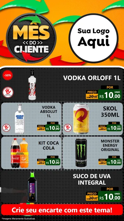 Modelo de TV para TV Vertical com o tema Mês do Cliente para Distribuidora de bebidas