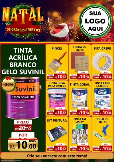 Modelo de Encarte para Encarte A4 Vertical com o tema Natal de Grandes Ofertas para Tintas e Ferramentas