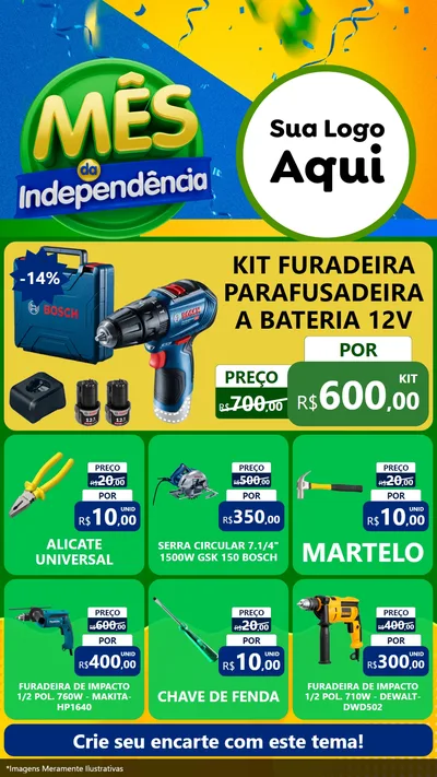 Modelo de Rede Social para Stories com o tema Mês da Independência para Maquinas e Ferramentas
