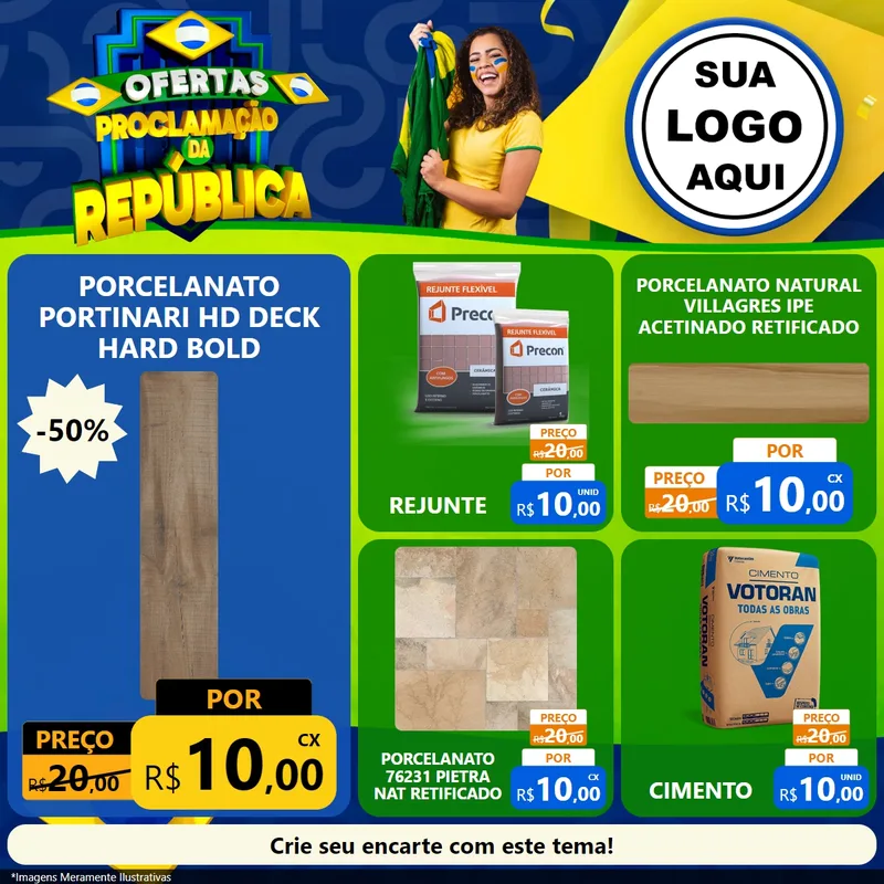 Modelo de Rede Social para Feed Facebook com o tema Ofertas Proclamação da República para Pisos e revestimentos