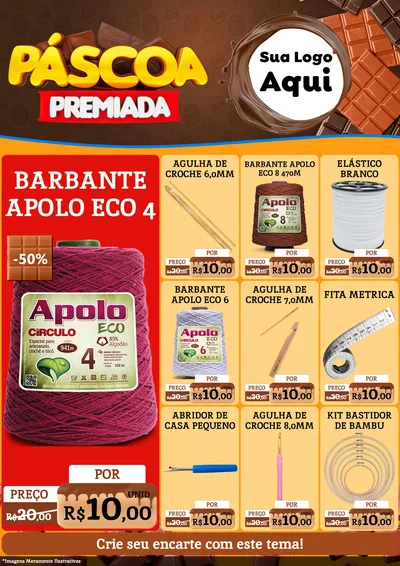 Modelo de Encarte para Encarte A4 Vertical com o tema Páscoa Premiada para Armarinho e Aviamentos