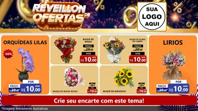 Modelo de TV para TV Horizontal com o tema Réveillon de Ofertas para Floricultura e jardim