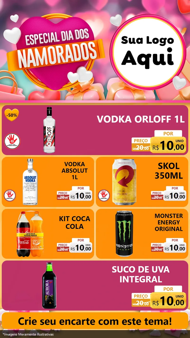 Modelo de TV para TV Vertical com o tema Especial Dia dos Namorados para Distribuidora de bebidas