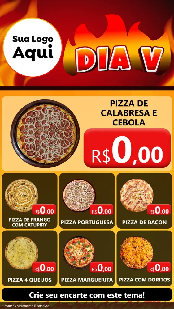 Modelo de Rede Social para Stories com o tema Dia V para Pizzaria
