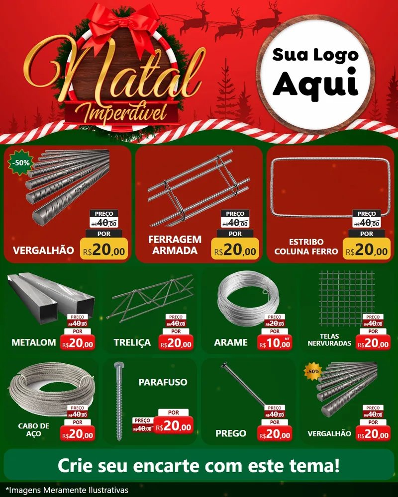 Modelo de Rede Social para Feed Instagram com o tema Natal Imperdível para Ferragens