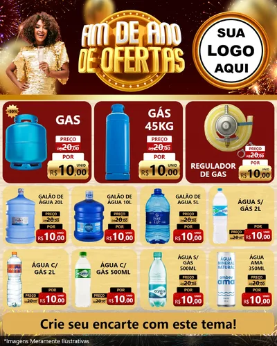 Modelo de Rede Social para Feed Instagram com o tema Fim de Ano de Ofertas para Água e gás