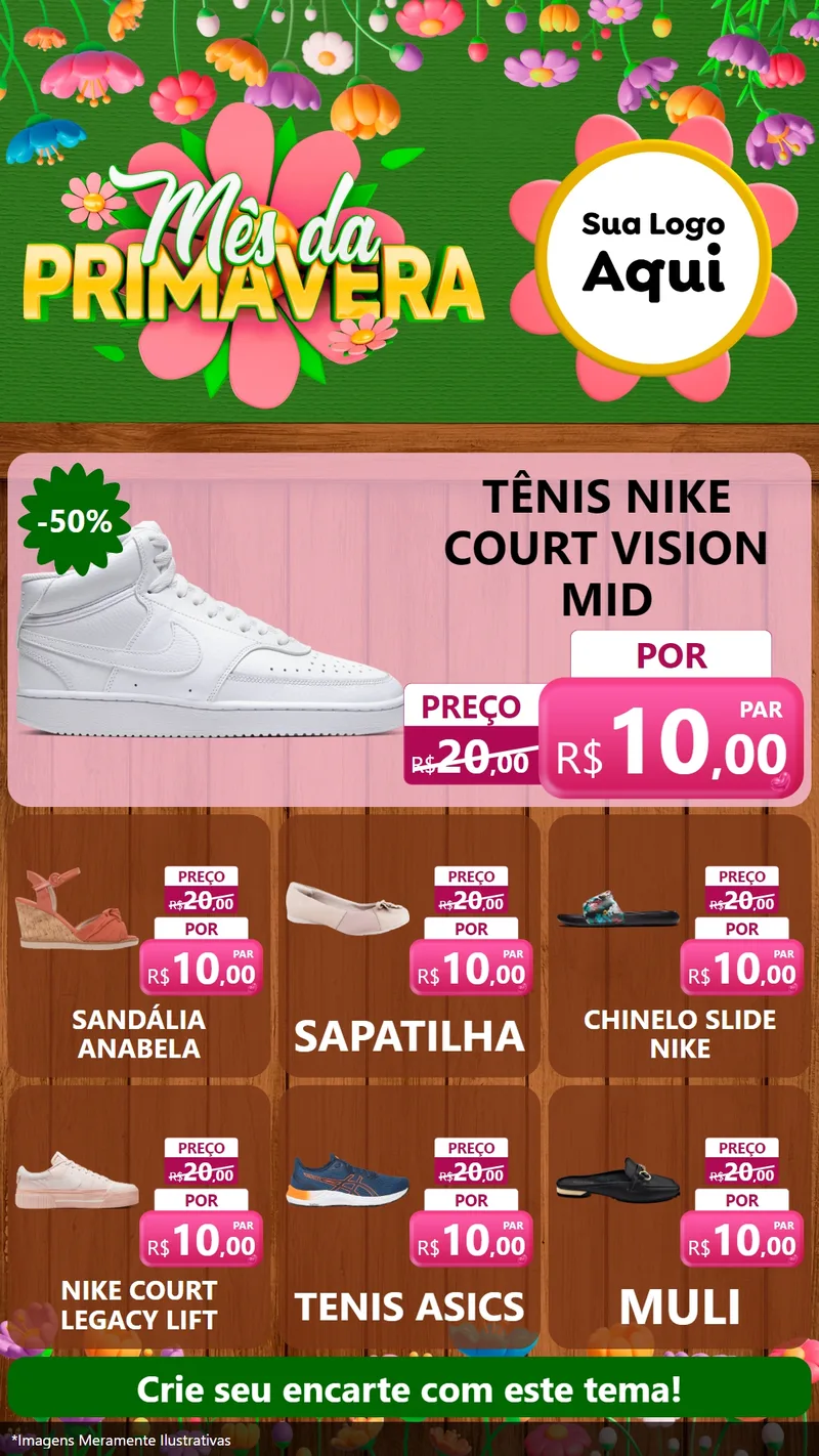 Modelo de Rede Social para Stories com o tema Mês da Primavera para Calçados