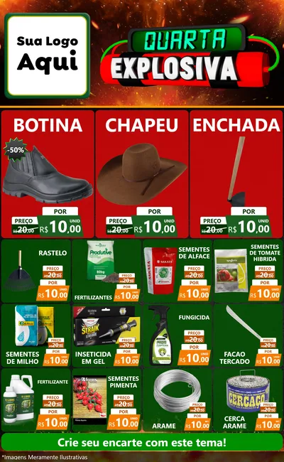 Modelo de Encarte para Encarte Grande com o tema Quarta Explosiva para Agropecuária