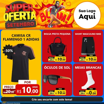Modelo de Rede Social para Feed Facebook com o tema Super Oferta Setembro para Roupas e acessórios