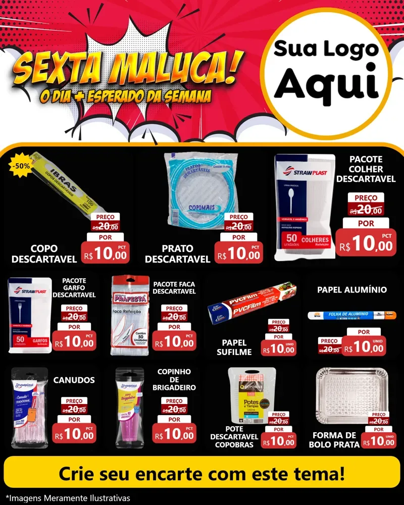 Modelo de Rede Social para Feed Instagram com o tema Sexta Maluca! para Embalagens