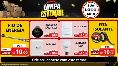 Modelo de TV para TV Horizontal com o tema Operação Limpa Estoque para Materiais Elétricos