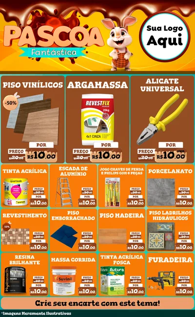 Modelo de Encarte para Encarte Grande com o tema Páscoa Fantástica para Material para Construção