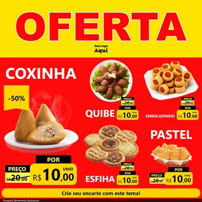 Modelo de Rede Social para Feed Facebook com o tema OFERTA - Vermelho Cartaz para Salgadaria