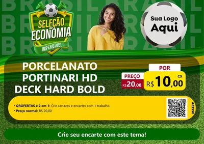 Modelo de Cartaz para Cartaz A4 Horizontal com o tema Seleção de Economia - Copa para Pisos e revestimentos