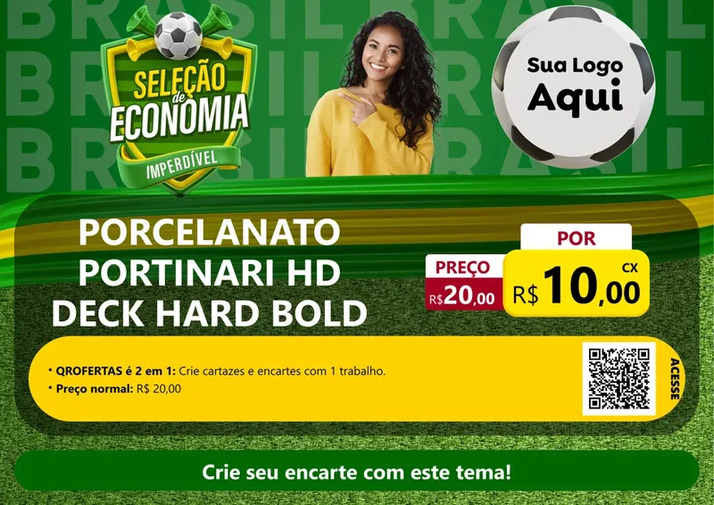 Modelo de Cartaz para Cartaz A4 Horizontal com o tema Seleção de Economia - Copa para Pisos e revestimentos