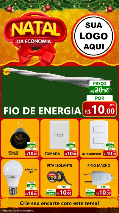 Modelo de Rede Social para Stories com o tema Natal da Economia para Materiais Elétricos