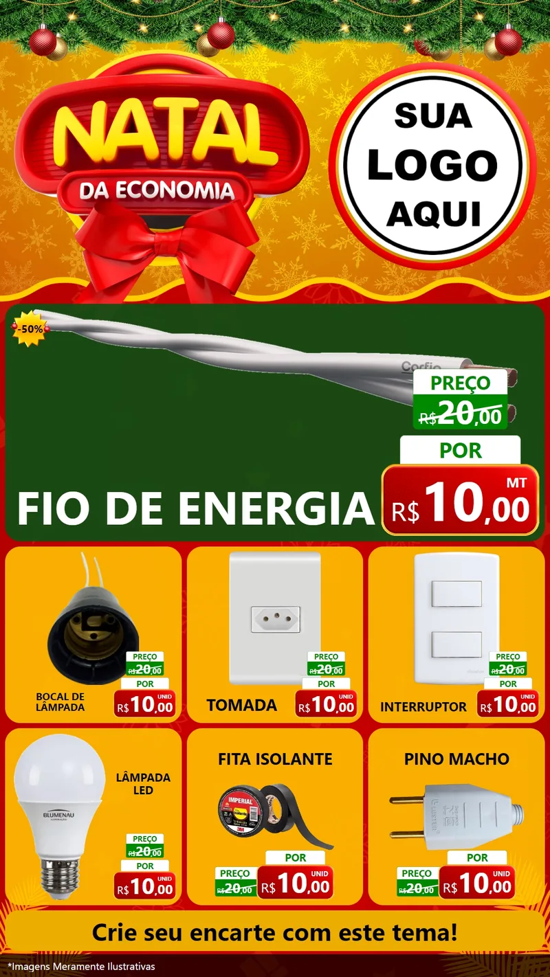Modelo de Rede Social para Stories com o tema Natal da Economia para Materiais Elétricos