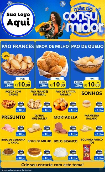 Modelo de Encarte para Encarte Grande com o tema Mês do Consumidor para Padaria