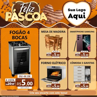 Modelo de Rede Social para Feed Facebook com o tema Feliz Páscoa para Móveis e Eletro