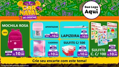 Modelo de TV para TV Horizontal com o tema Carnaval de Ofertas para Papelaria