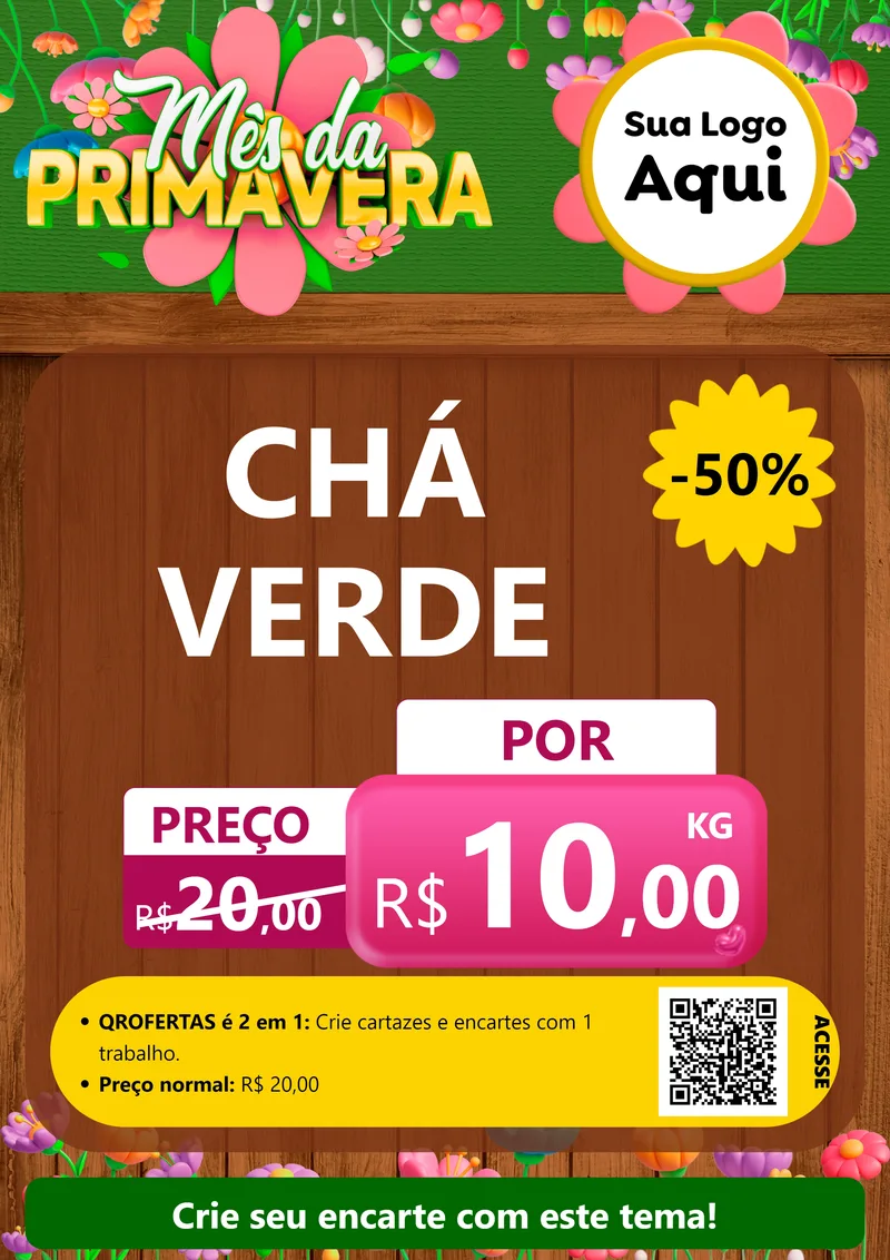 Modelo de Cartaz para Cartaz A4 Vertical com o tema Mês da Primavera para Produtos Naturais