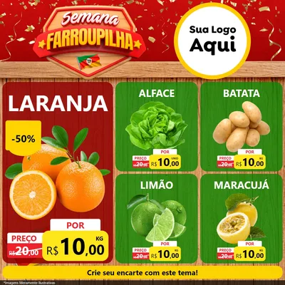 Modelo de Rede Social para Feed Facebook com o tema Semana Farroupilha para Hortifrúti