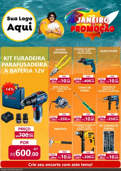 Modelo de Encarte para Encarte A4 Vertical com o tema Janeiro de Promoção para Maquinas e Ferramentas
