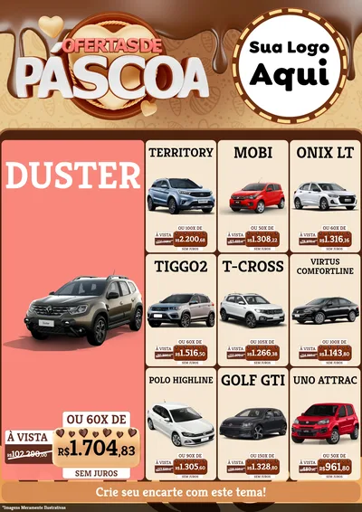 Modelo de Encarte para Encarte A4 Vertical com o tema Ofertas de Páscoa para Concessionaria de Carros