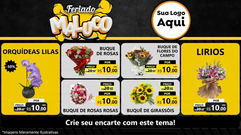 Modelo de TV para TV Horizontal com o tema Feriado Maluco para Floricultura e jardim
