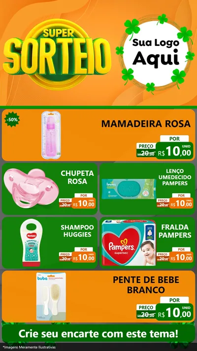 Modelo de TV para TV Vertical com o tema Super Sorteio para Bebês