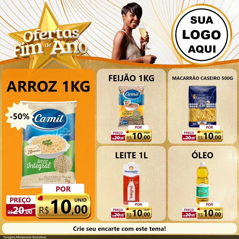 Modelo de Rede Social para Feed Facebook com o tema Ofertas Fim de Ano para Supermercado