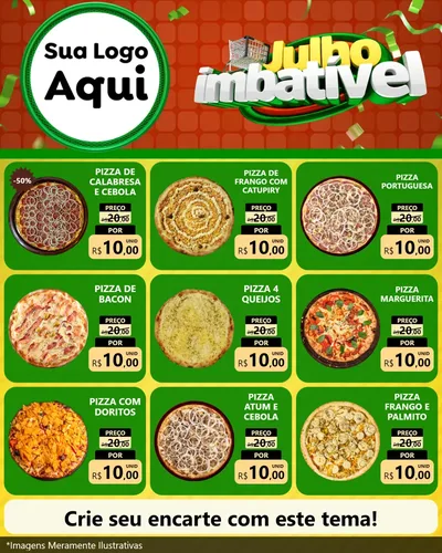 Modelo de Rede Social para Feed Instagram com o tema Julho Imbatível para Pizzaria