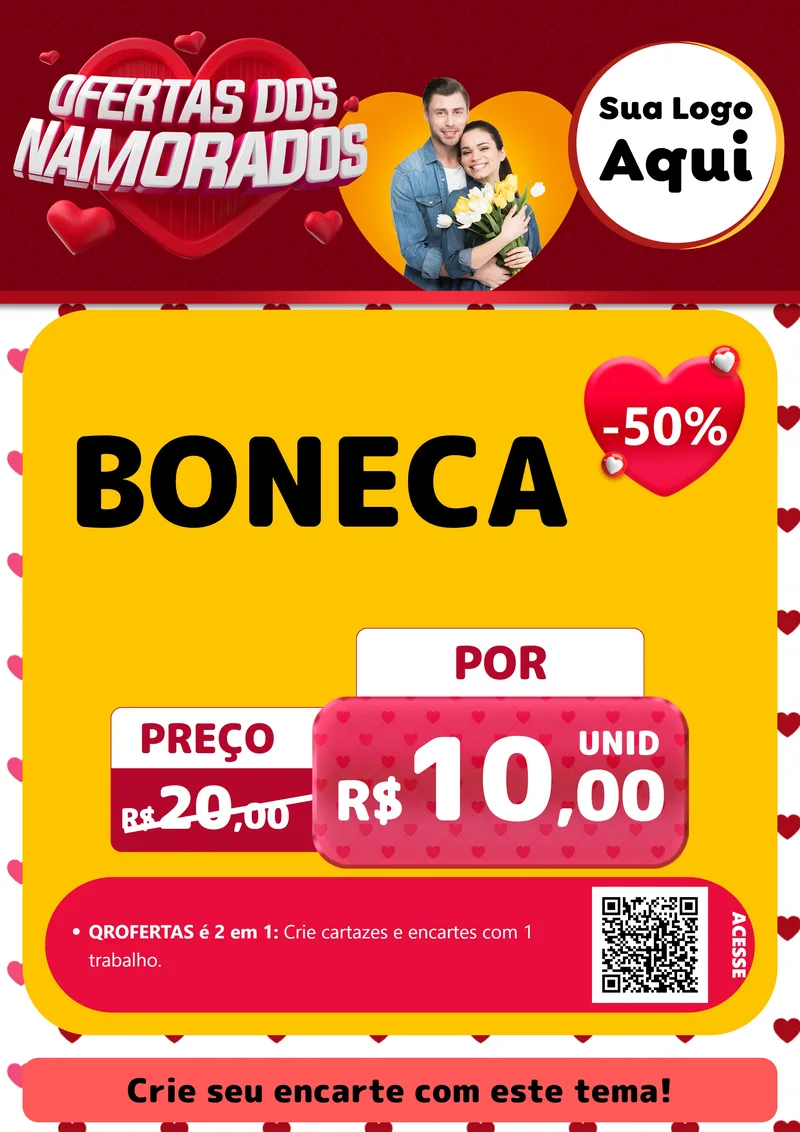 Modelo de Cartaz para Cartaz A4 Vertical com o tema Ofertas Dos Namorados para Brinquedos