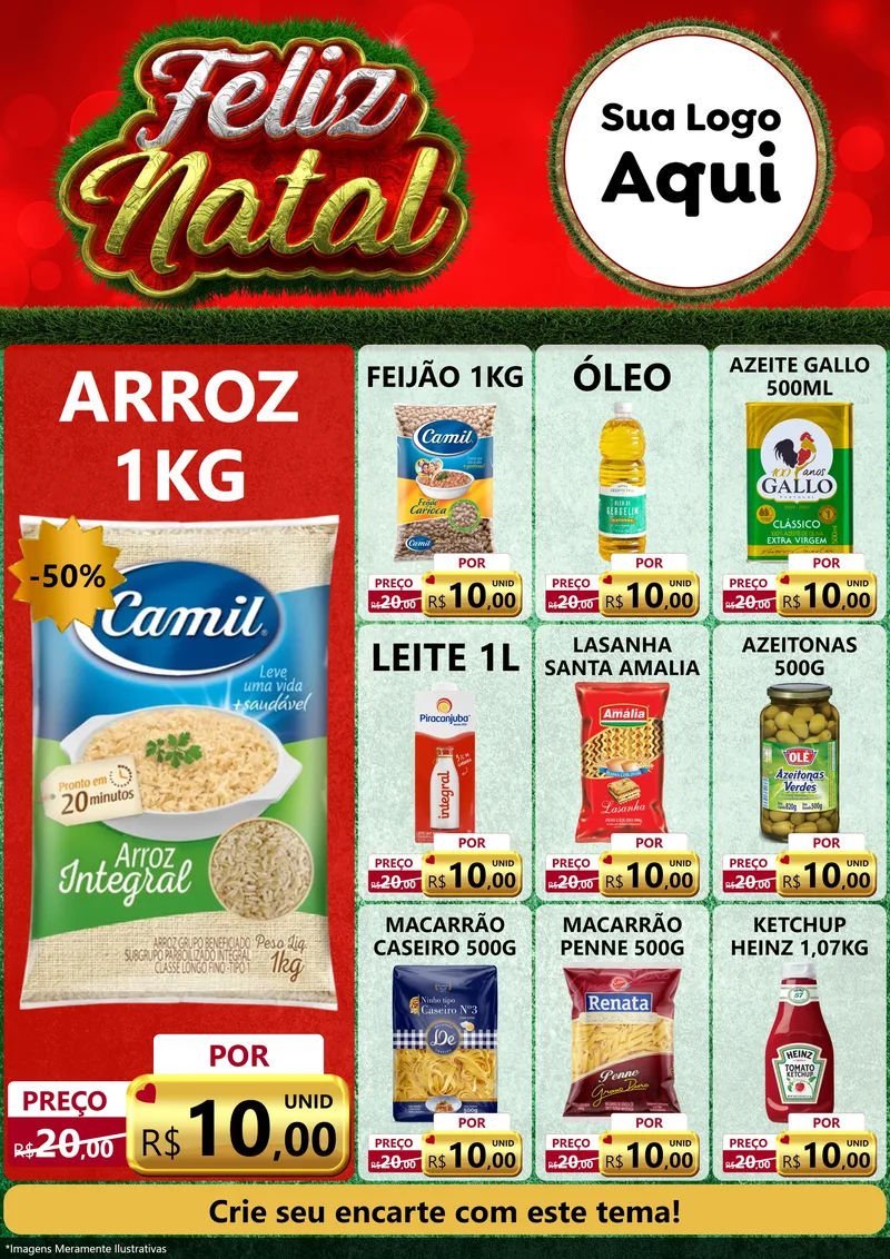 Modelo de Encarte para Encarte A4 Vertical com o tema Feliz Natal para Supermercado