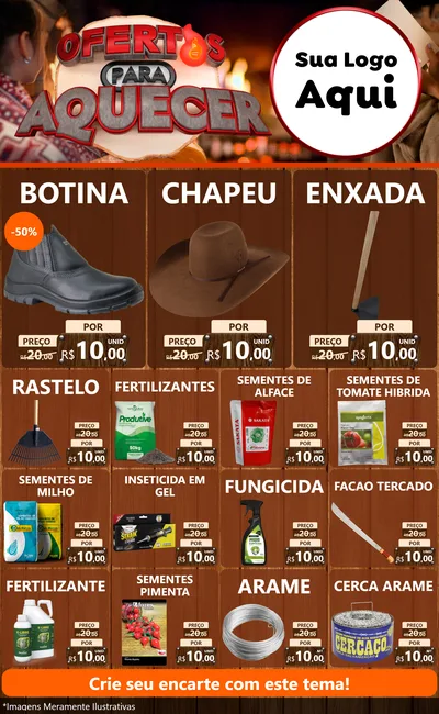 Modelo de Encarte para Encarte Grande com o tema Ofertas Para Aquecer para Agropecuária
