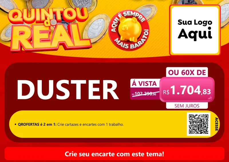 Modelo de Cartaz para Cartaz A4 Horizontal com o tema Quintou do Real para Concessionaria de Carros