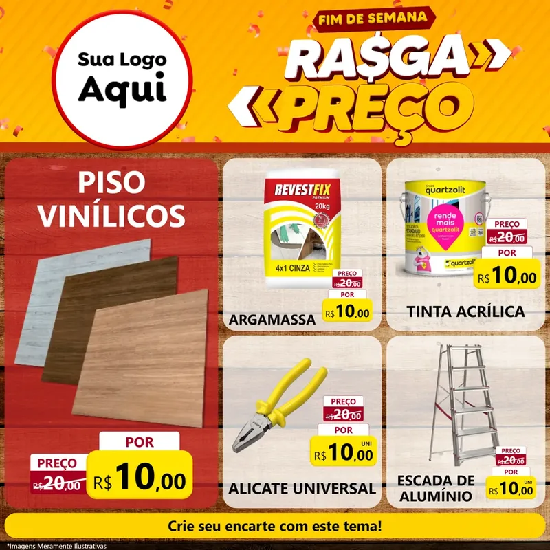 Modelo de Rede Social para Feed Facebook com o tema Fim de Semana Rasga Preços para Material para Construção