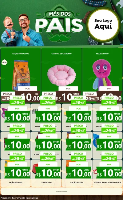 Modelo de Encarte para Encarte Grande com o tema Mês dos Pais para Pet Shop