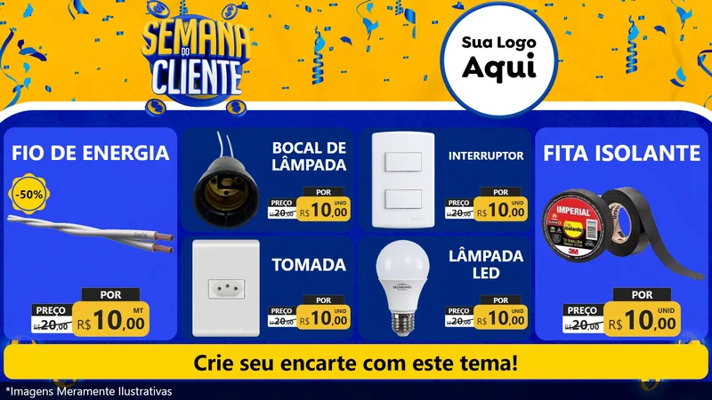 Modelo de TV para TV Horizontal com o tema Semana do Cliente para Materiais Elétricos