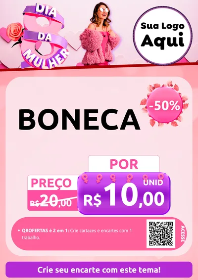 Modelo de Cartaz para Cartaz A4 Vertical com o tema Dia da Mulher para Brinquedos