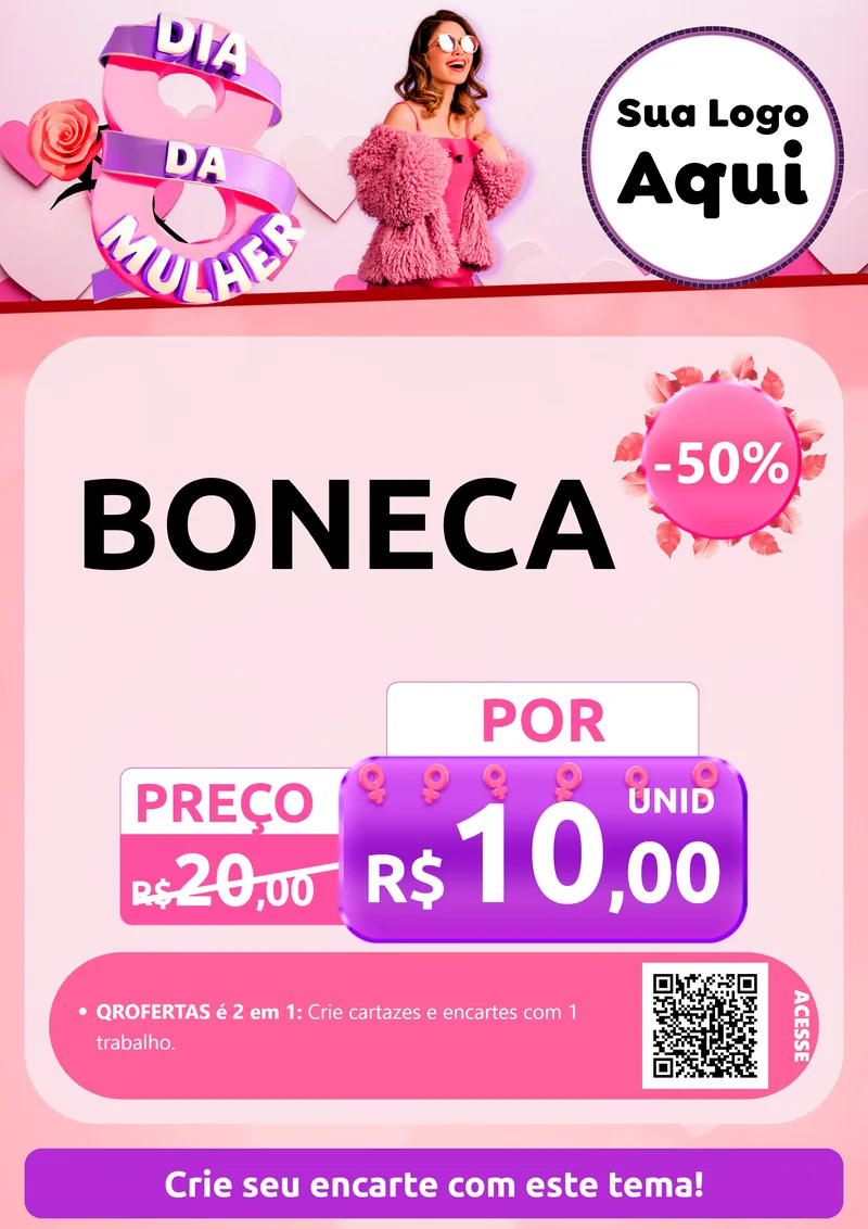 Modelo de Cartaz para Cartaz A4 Vertical com o tema Dia da Mulher para Brinquedos
